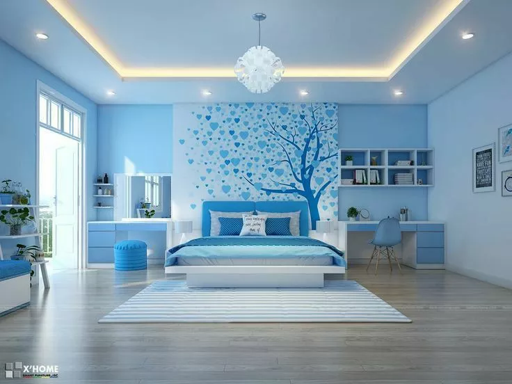 kamar warna biru laut