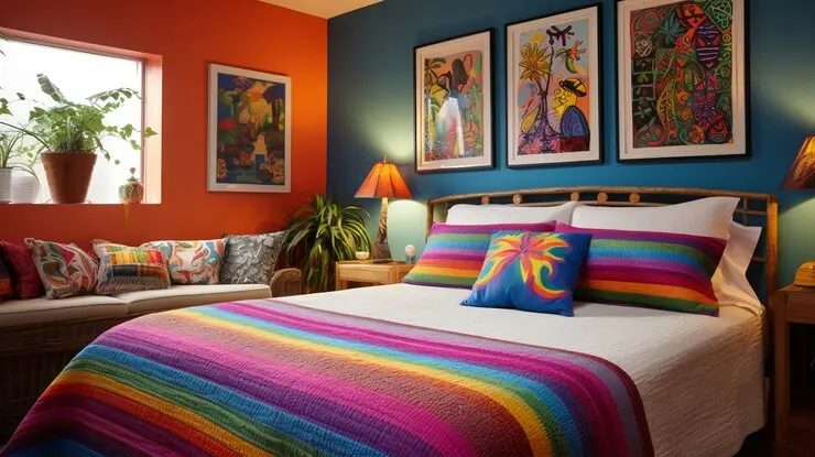 Kombinasi Warna kamar tidur Biru Laut dengan Warna Merah