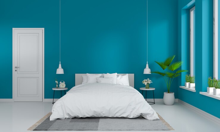 kamar warna biru laut Azure Blue